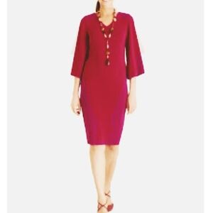 NEW Chico's Kimono Sleeve Dress Sz 3 16-18 Red Closet Essential Minimalist